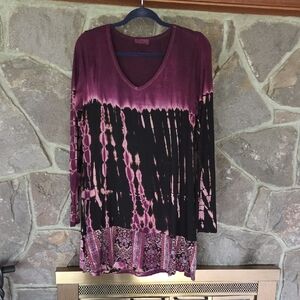 Elegant Tie-Dye Long Sleeve Dress